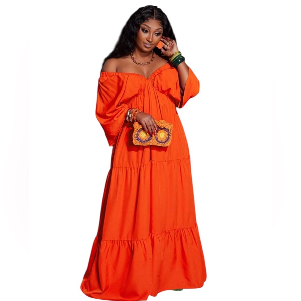 SHEIN Vibrant Orange Maxi Dress - Picture 3 of 16